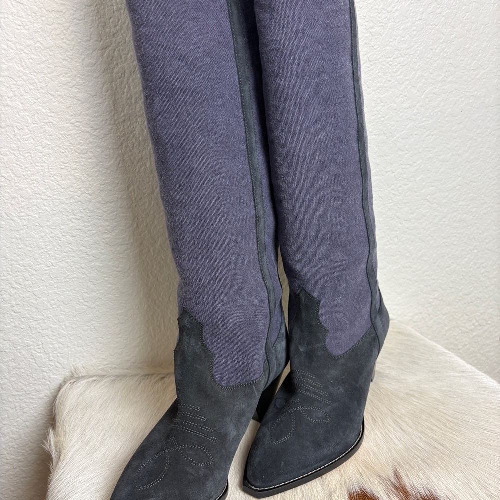 Isabel Marant Women's navy and Gray Knee-High Boots $1650 - Picture 3 of 7